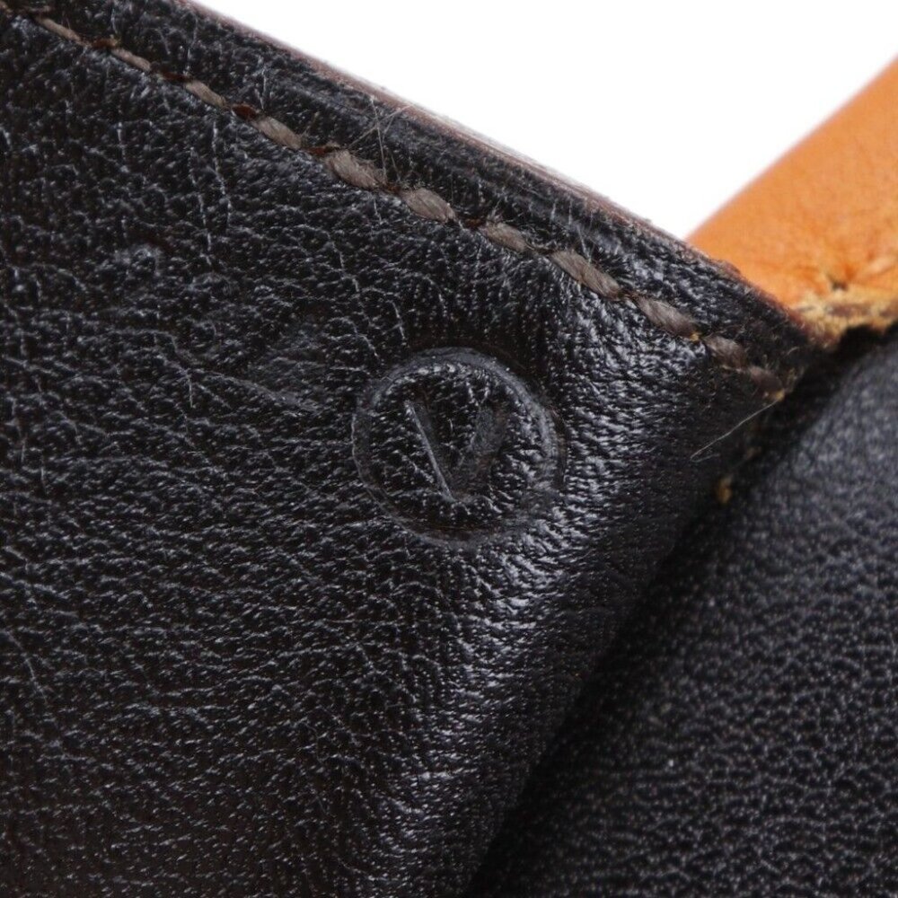 HERMES Shoulder Bag Orange / black leather Women - Picture 10 of 11